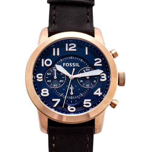 Fossil Men's Brown Leather Strap Blue Dial Watch - FS5204
