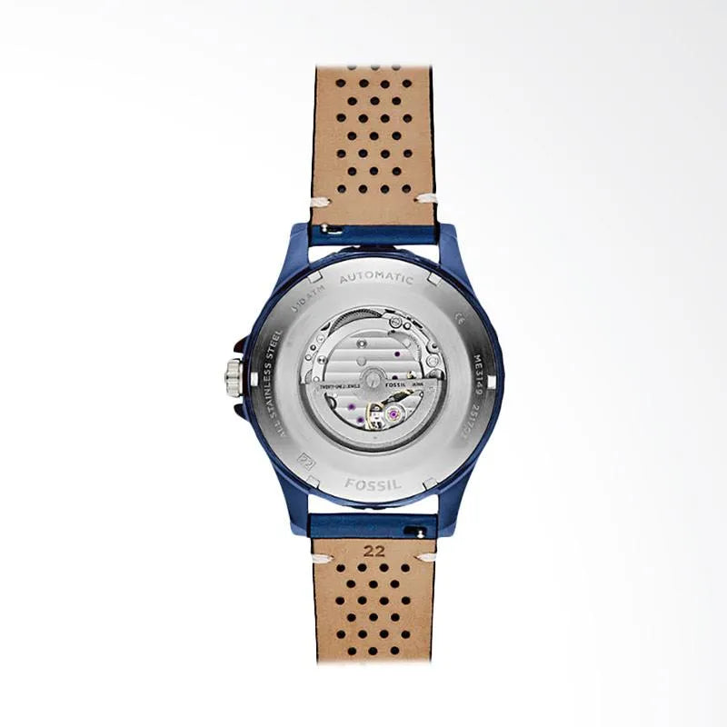 Fossil Crewmaster Men's Automatic Blue Leather Watch - ME3149